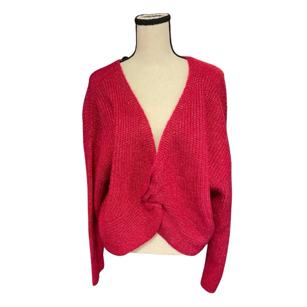 NWT Express Women's V-Neck Sweater in Vibrant Red - sz L